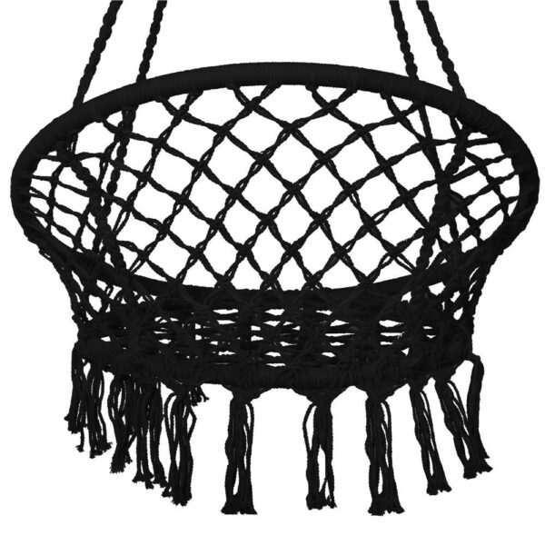 Függőfotel otthonra vagy kertbe, rojtokkal, 150kg, fekete - Image 12