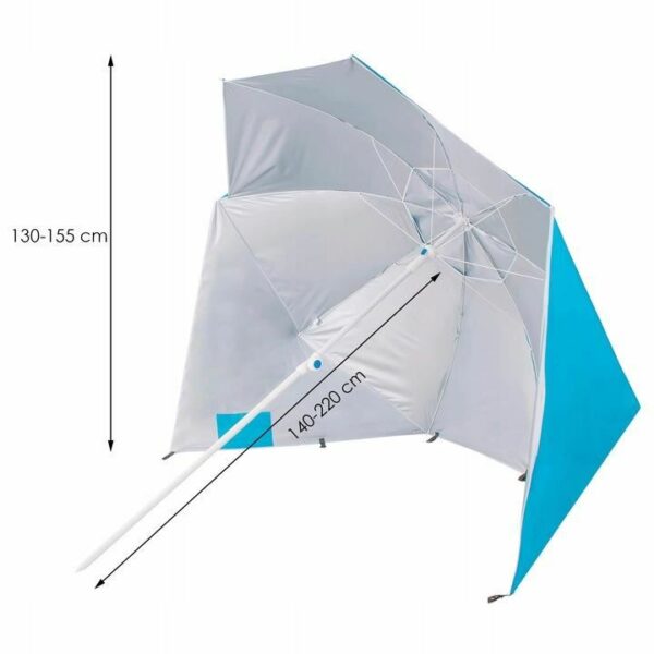 Umbrela tip cort de plaja XXL, cu 2 pereti laterali, BU14S, inaltime reglabila 140-220 cm, albastru - Image 8