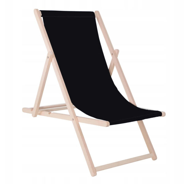 Sezlong pliabil din lemn de fag, autoasamblare, 120kg, negru