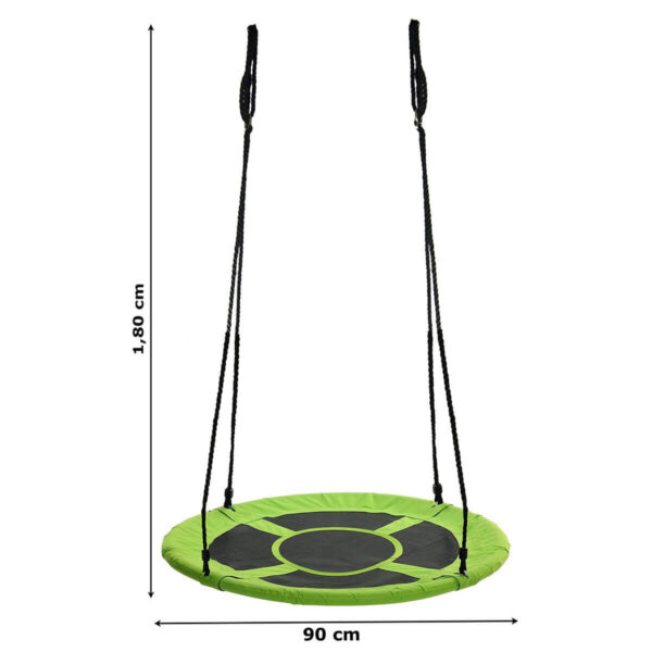 Leagan tip cuib Sersimo NS3, diametru 90cm, inaltime reglabila, pentru exterior, sarcina 150 kg, Verde Negru - Image 6