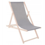Sezlong pliabil din lemn de fag, autoasamblare, 120kg, gri