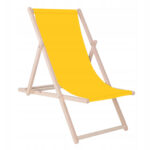 Sezlong pliabil din lemn de fag, autoasamblare, 120kg, galben