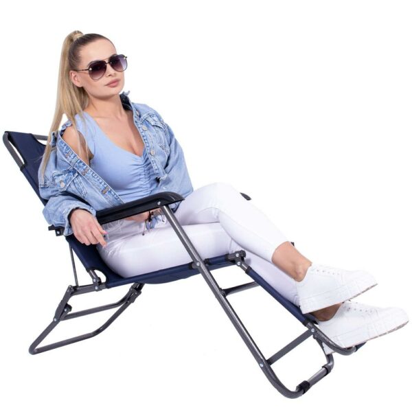 Sezlong pliabil SERSIMO GC12, Relax Zero Gravity, 80x60x153cm, Albastru inchis - Image 3