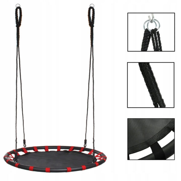 Leagan tip cuib Sersimo NS5, diametru 110cm, inaltime reglabila, pentru exterior, sarcina 100 kg, Rosu Negru - Image 4