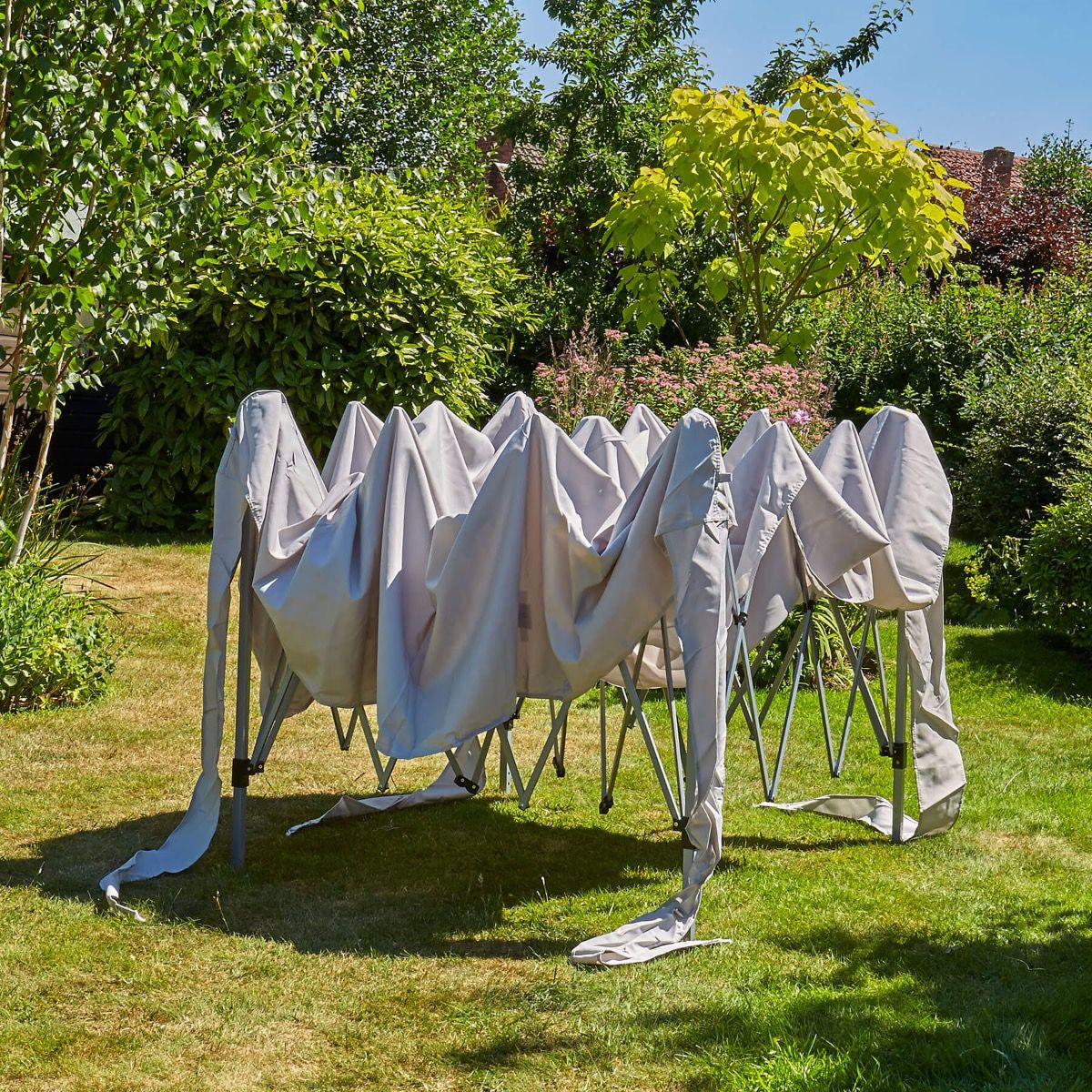 (DL) Pavilion gradina Sersimo pliabil pop-up, impermeabil, cu protectie UV, 300x300cm, gri - Image 3