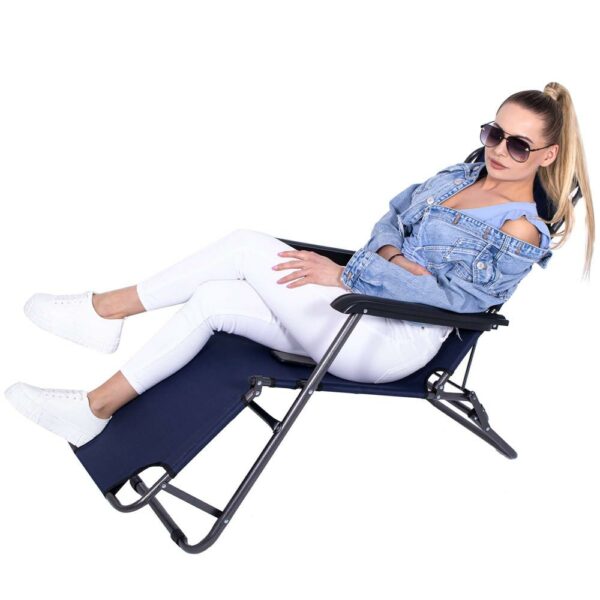 Sezlong pliabil SERSIMO GC12, Relax Zero Gravity, 80x60x153cm, Albastru inchis - Image 4