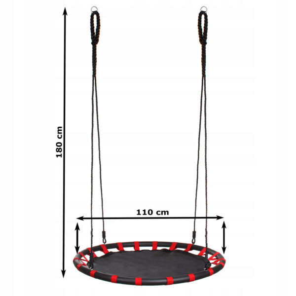Leagan tip cuib Sersimo NS5, diametru 110cm, inaltime reglabila, pentru exterior, sarcina 100 kg, Rosu Negru - Image 5