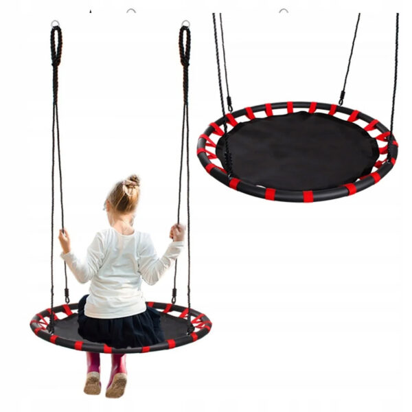 Leagan tip cuib Sersimo NS5, diametru 110cm, inaltime reglabila, pentru exterior, sarcina 100 kg, Rosu Negru - Image 6