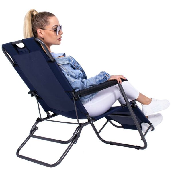 Sezlong pliabil SERSIMO GC12, Relax Zero Gravity, 80x60x153cm, Albastru inchis - Image 6