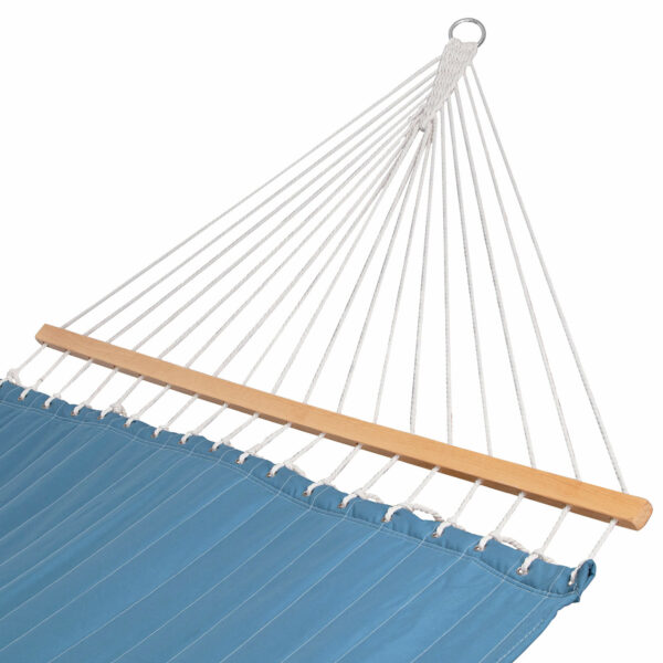 Hamac Dublu cu Bara Stabilizatoare din Lemn, HM57, Capacitate 250kg, 200x140cm, albastru - Image 8