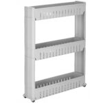 Sersimo HA113 tároló polcrendszer kerekekkel konyhába vagy fürdőszobába, 3 polccal, szürke