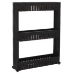 Sersimo HA116 polcos tároló kerekekkel konyhába vagy fürdőszobába 3 polccal, fekete