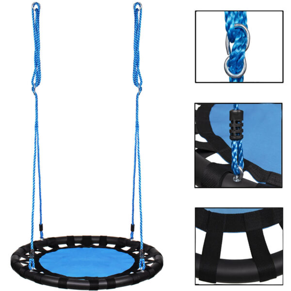 Leagan tip cuib Sersimo NS21, diametru 80cm, inaltime reglabila, pentru exterior, sarcina 100 kg, negru albastru - Image 8