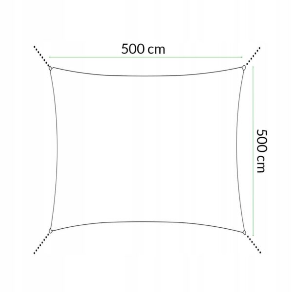 Sersimo SN121 napvitorla, négyzet alakú, vízálló, UV védelemmel, 5x5m, világosszürke - Image 2
