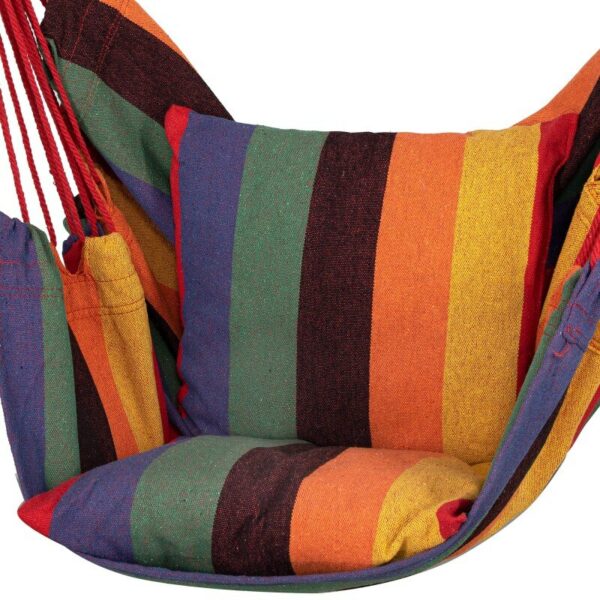 Hamac tip leagan suspendat pentru casa sau gradina HM47, multicolor cu perne, 130x100cm, 150kg - Image 3