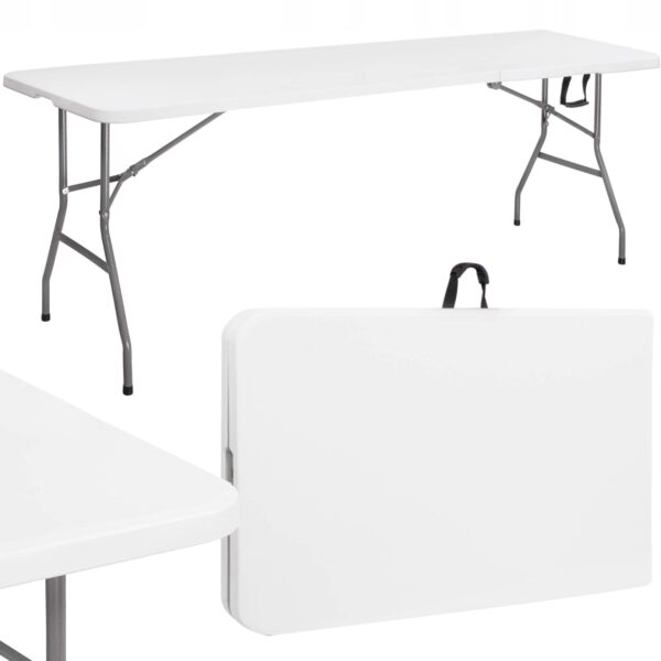 Masa dreptunghiulara pliabila multifunctionala, 240x75x74 cm, alba - Image 2