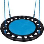 Leagan tip cuib Sersimo NS21, diametru 80cm, inaltime reglabila, pentru exterior, sarcina 100 kg, negru albastru