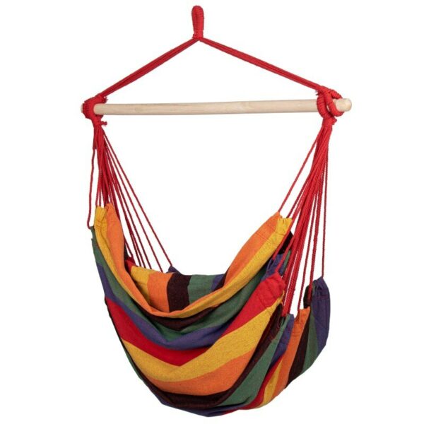Hamac tip leagan suspendat pentru casa sau gradina HM47, multicolor cu perne, 130x100cm, 150kg - Image 4