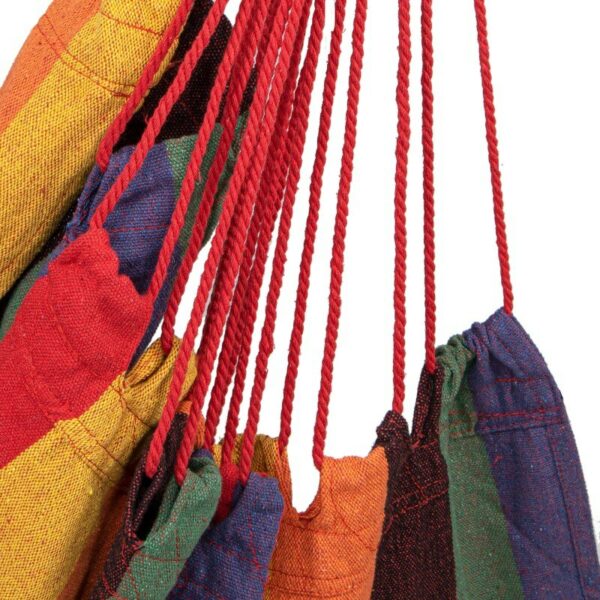 Hamac tip leagan suspendat pentru casa sau gradina HM47, multicolor cu perne, 130x100cm, 150kg - Image 6