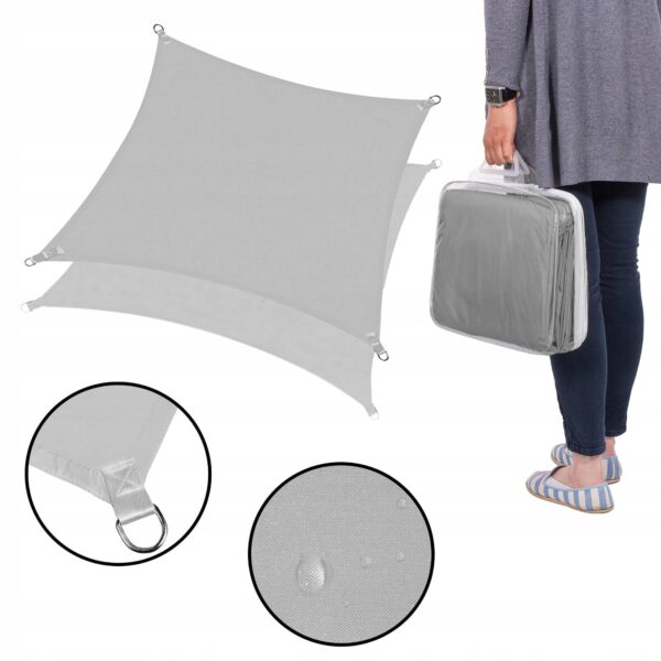 Copertina prelata de soare Sersimo SN144, patrata, impermeabila cu protectie UV, 4x4m, gri - Image 6