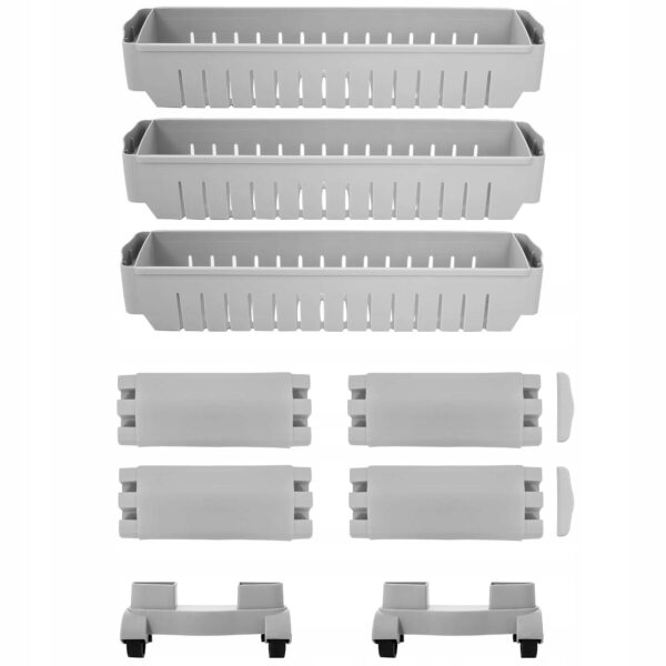 Sistem rafturi de depozitare Sersimo HA113 cu roti pentru bucatarie sau baie cu 3 polite, gri - Image 8