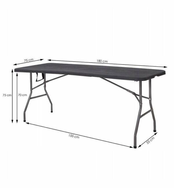 Többfunkciós összecsukható téglalap alakú asztal, 1,8 m x 0,75 m x 0,75 m, fekete - Image 13