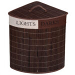 (DL) Sersimo HA66 sarok szennyeskosár, 2 rekeszes, 73 L, 60x47 cm, barna bambusz