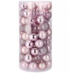 Karácsonyi gömbdísz készlet, 100 darab, 6 cm, rózsaszín