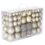Karácsonyi gömbkészlet, 100 darab, 3–6 cm, arany