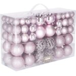 Set globuri de Craciun, 100 bucati, 3-6cm, roz