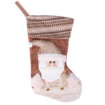 Karácsonyi dekoráció, Mikulás ajándék zokni 45cm, barna
