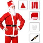 Mikulás jelmez szett felnőtteknek, 5 darabos, univerzális méret