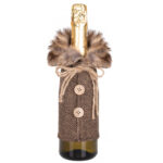 Decoratiune Craciun, pulover cu blanita pentru sticle, 24cm, maro