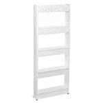 Sersimo HA112 tároló polcrendszer kerekekkel konyhába vagy fürdőszobába, 5 polccal, fehér