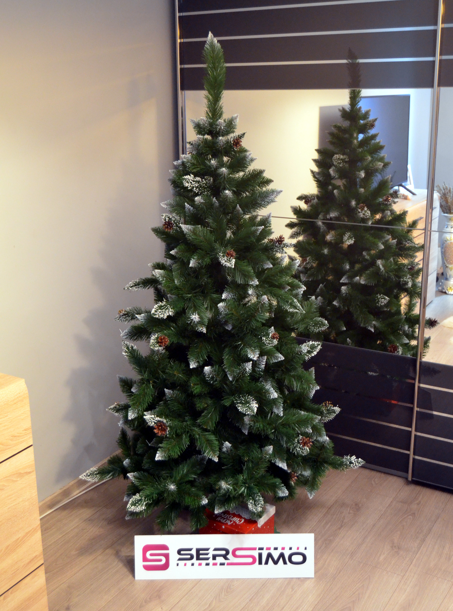 Brad artificial Christmas Deluxe by Sersimo, Islanda, cu ornamente de cristal si conuri, 180cm - Image 2