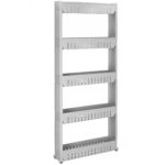 Sersimo HA115 tároló polcrendszer kerekekkel konyhába vagy fürdőszobába, 5 polccal, szürke