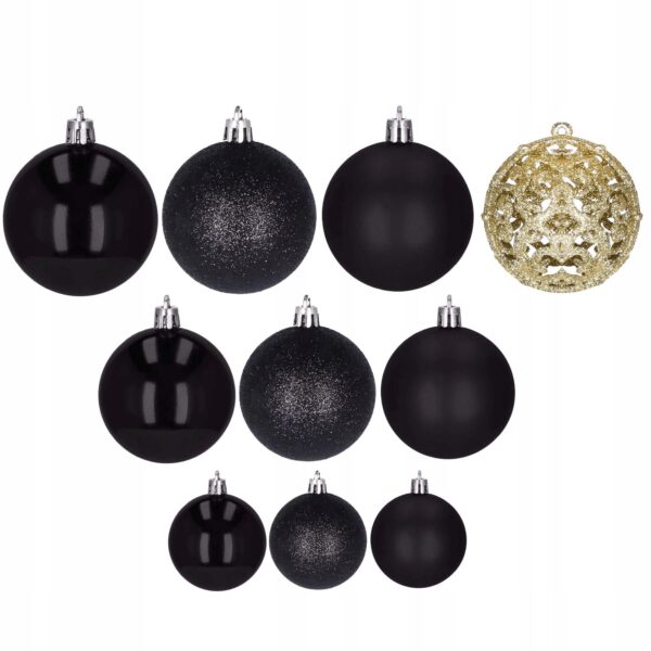 Set globuri de Craciun, 100 bucati, 3-6cm, negru auriu - Image 2