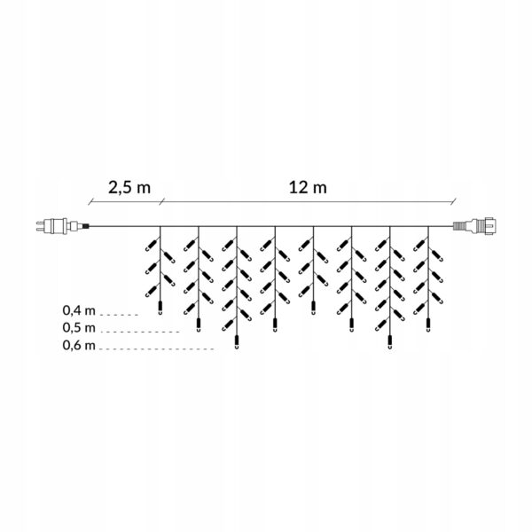 Fényfüggöny 300 LED, 12 m széles, beltéri/kültéri használatra, kék világítás - Image 6