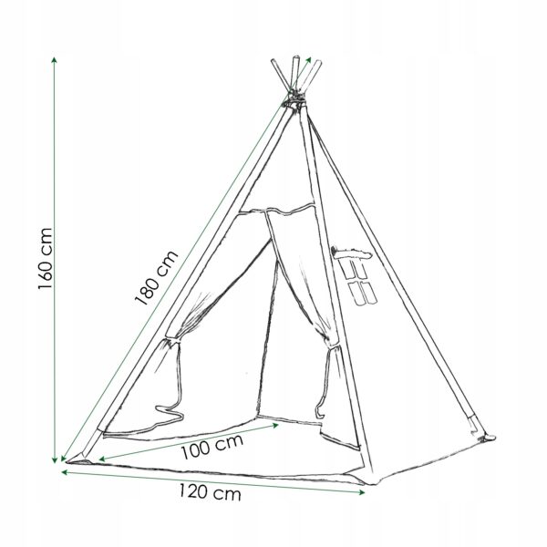 Cort copii Sersimo stil indian Teepee Tent cu fereastra, covoras gros si 2 perne, alb roz cu stelute - Image 11