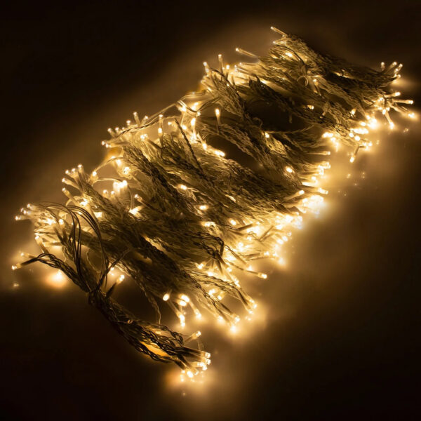 Fényfüggöny 300 LED, 3 m széles, beltéri/kültéri használatra, távirányító, sárga világítás - Image 2
