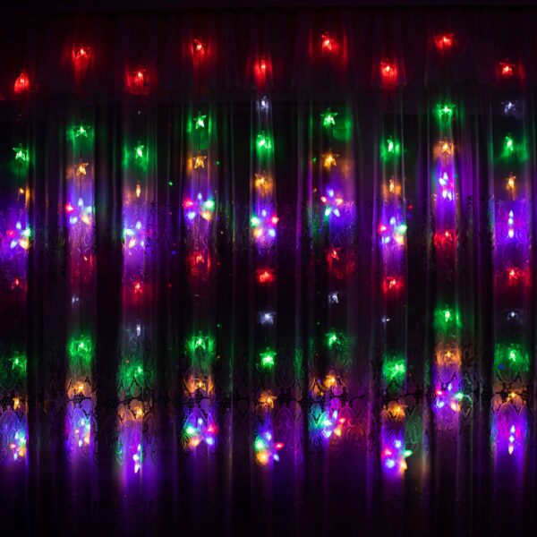 Karácsonyi ablakdísz 180 LED-del, 2 m széles, beltéri/kültéri használatra, többszínű világítás - Image 10