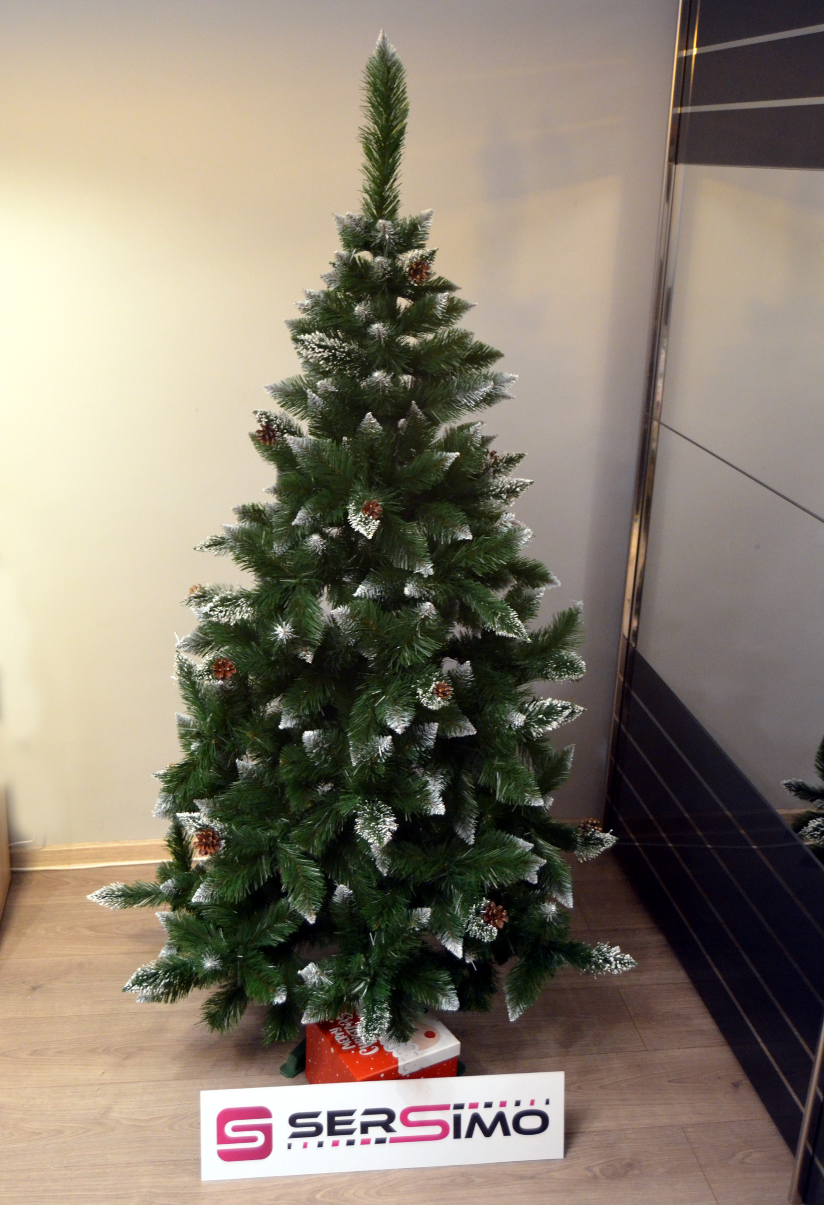 Brad artificial Christmas Deluxe by Sersimo, Islanda, cu ornamente de cristal si conuri, 180cm - Image 6