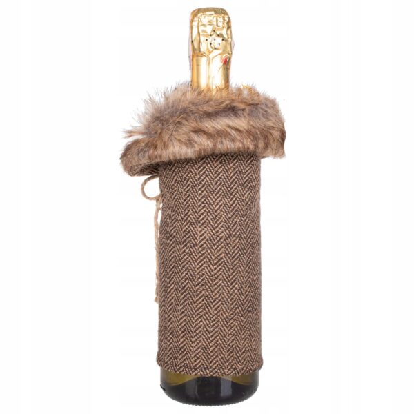 Decoratiune Craciun, pulover cu blanita pentru sticle, 24cm, maro - Image 4