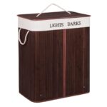 (DL) Cos rufe Sersimo HA33, dublu cu 2 compartimente, 100 L, 64x52 cm, bambus maro