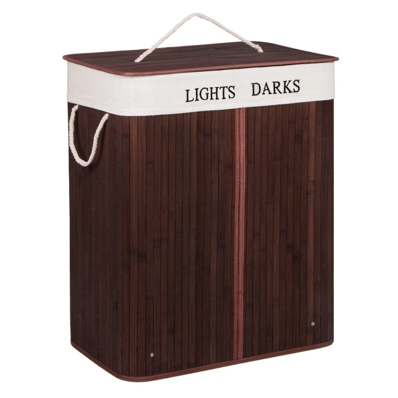 (DL) Cos rufe Sersimo HA33, dublu cu 2 compartimente, 100 L, 64x52 cm, bambus maro