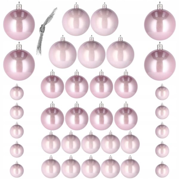 Set globuri de Craciun, 37 bucati, 3-8cm, roz - Image 8