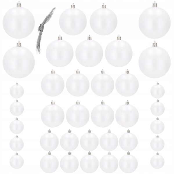 Set globuri de Craciun, 37 bucati, 3-8cm, alb perla - Image 7