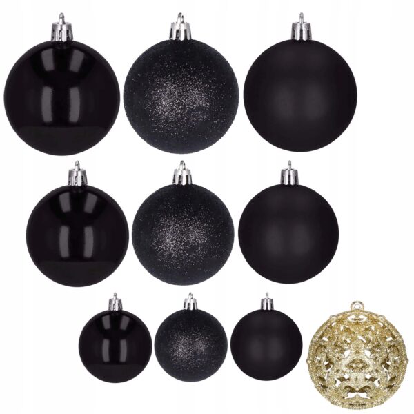 Set globuri de Craciun, 100 bucati, 3-6cm, negru auriu - Image 7