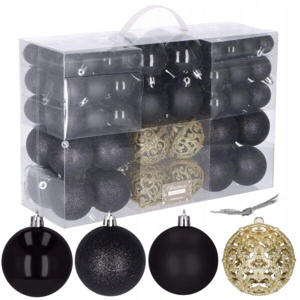 Set globuri de Craciun, 100 bucati, 3-6cm, negru auriu - Image 8
