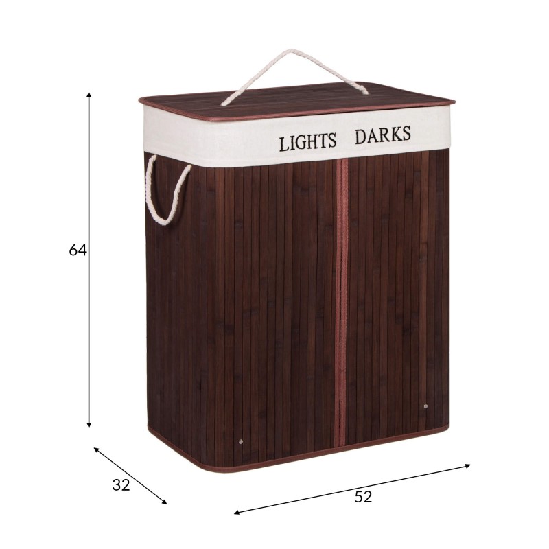 (DL) Cos rufe Sersimo HA33, dublu cu 2 compartimente, 100 L, 64x52 cm, bambus maro - Image 10
